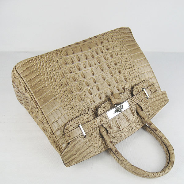 Replica Hermes Birkin 30CM Crocodile Head Veins Bag Apricot 6088 On Sale - Click Image to Close